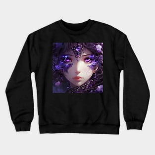 Closeup of a purple eyes girl Crewneck Sweatshirt